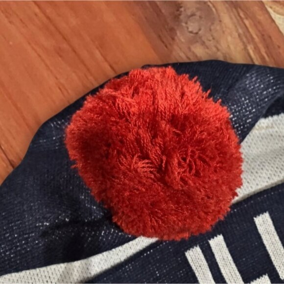 Vintage BULA Ski Resort Navy/White/Red Knit Mountain Beanie Pom Pom Hat - Picture 6 of 9